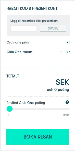 Gå vidare till betalning genom att klicka på Boka resan i onlinebokningen