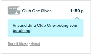 Betala med dina Club One-poäng i onlinebokningen