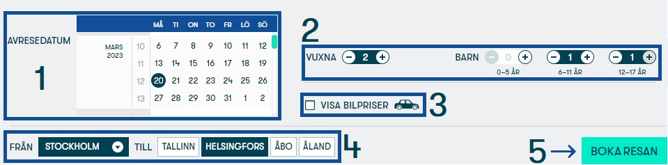 Första steget i onlinebokningen